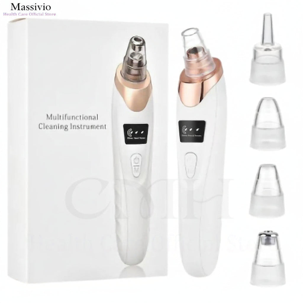Massivio Remover Vacuum Pore Cleaner Multi Suction Heads Adjustable Suction USB Rechargeable Deep Cleansing Skin Tool Gifts