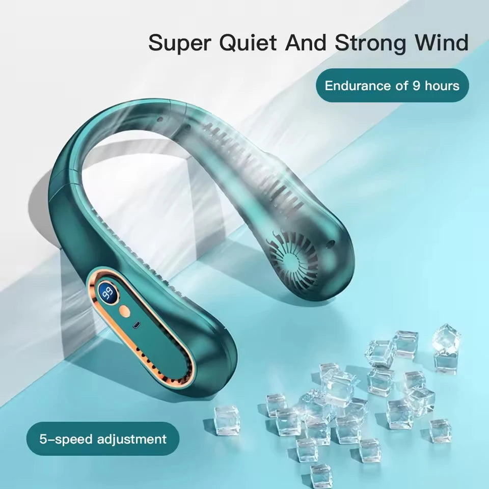 CoolBreeze™ Portable Neck Fan — Bladeless, 3-Speed, Rechargeable