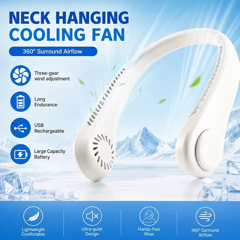 CoolBreeze™ Portable Neck Fan — Bladeless, 3-Speed, Rechargeable