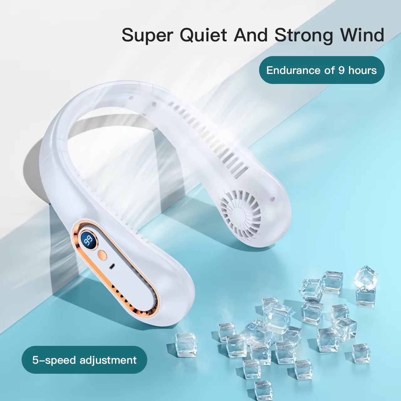 CoolBreeze™ Portable Neck Fan — Bladeless, 3-Speed, Rechargeable