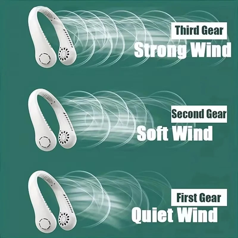 CoolBreeze™ Portable Neck Fan — Bladeless, 3-Speed, Rechargeable